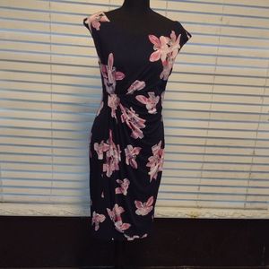 Connected pink/blk flowered dress Size 10P